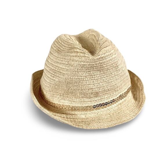 Straw Fedora with Ribbon Band - Tan Medium